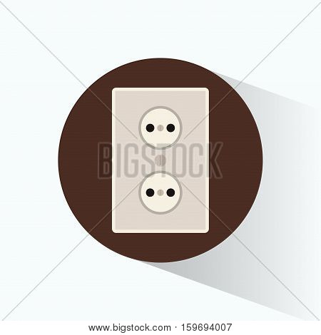 wall plug electricity brown cicle design vector illustration eps 10