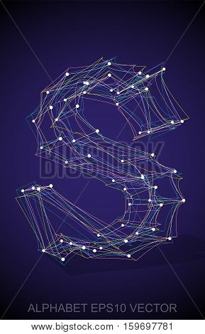 Abstract illustration of a Multicolor sketched lowercase letter S with Transparent Shadow. Hand drawn 3D S for your design. EPS 10 vector illustration.