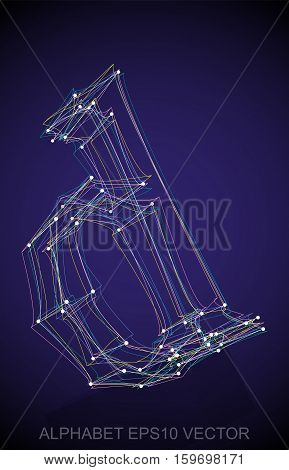 Abstract illustration of a Multicolor sketched lowercase letter D with Reflection. Hand drawn 3D D for your design. EPS 10 vector illustration.