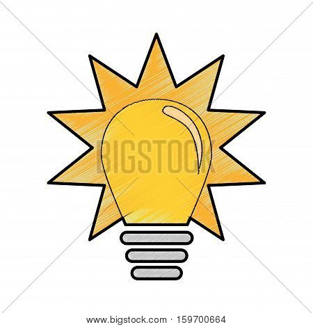 yellow bulb light icon over white background. draw and sketch design. vector illustration