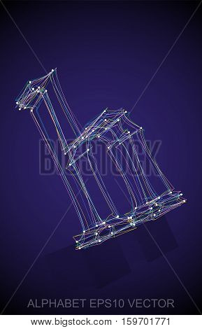 Abstract illustration of a Multicolor sketched lowercase letter H with Reflection. Hand drawn 3D H for your design. EPS 10 vector illustration.