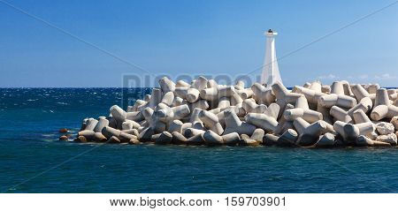 Small Lighthouse  In Zygi Marina. Cyprus.