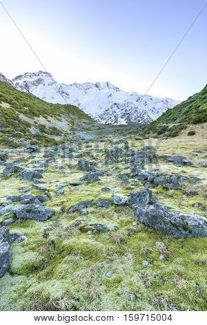 Nature mountain rock at mount cook, new zealand
