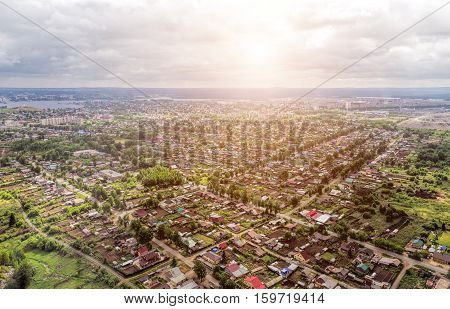 Urban city panorama aerial view. Summer view