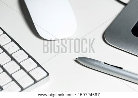 element computer taken in the foreground with white backgrounds