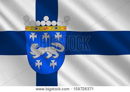 Flag Of Central Ostrobothnia region in Finland. 3d illustration