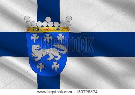 Flag Of Central Ostrobothnia region in Finland. 3d illustration