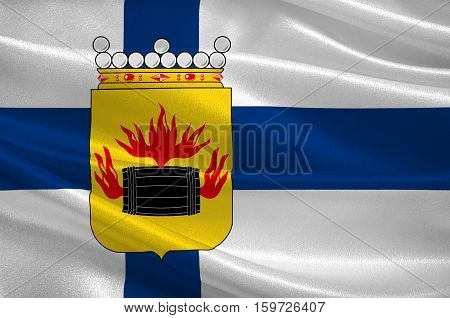 Flag Of Kokkola is a town and municipality in Central Ostrobothnia region in Finland. 3d illustration