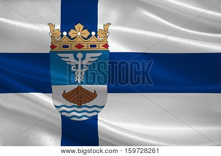 Flag Of Jyvaskyla is a city and municipality in Central Finland region in Finland. 3d illustration