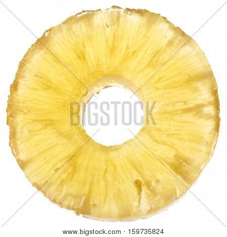 Sweet candied pineaaple slice isolated on a white background