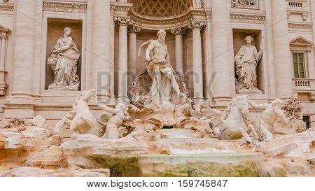 The famous Fountains of Trevi in Rome - a huge tourist attraction