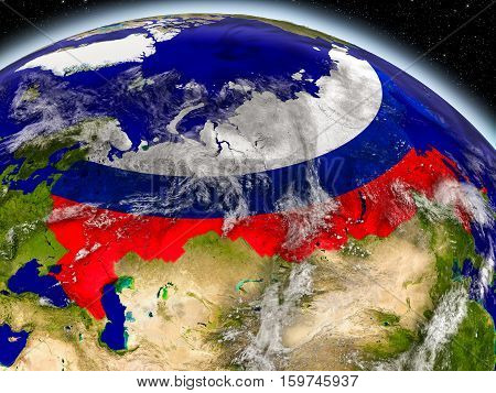 Russia With Embedded Flag On Earth