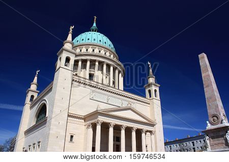 Nikolai Church with blue sky on the background. Potsdam Germany - 20.04.2016.
