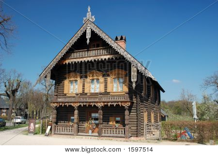 Wooden House in the Russian colony 