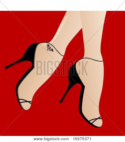 เท้าใน highheels เดิน