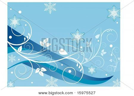 linee con sfondo di fogliame e fiocchi di neve