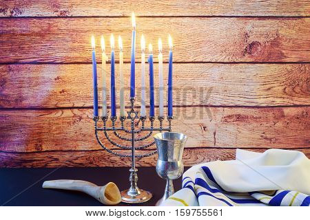 Jewish Holiday Hanukkah Still Life Composed Of Elements The Chanukah  Festival.