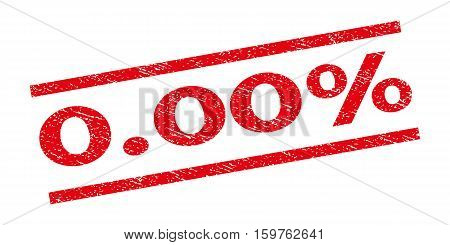 0.00 Percent watermark stamp. Text caption between parallel lines with grunge design style. Rubber seal stamp with unclean texture. Vector red color ink imprint on a white background.