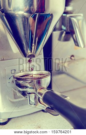 barista- porta filter and espresso mill in vintage syle
