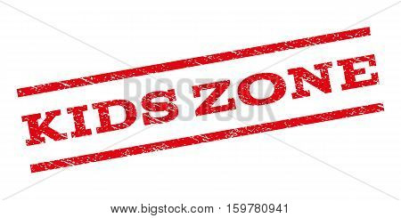 Kids Zone watermark stamp. Text caption between parallel lines with grunge design style. Rubber seal stamp with dirty texture. Vector red color ink imprint on a white background.