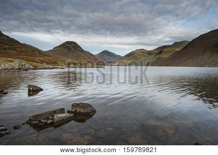 Beautiful Sunset Landscape Image Of Wast Water And Mountains In Lkae District In Autumn In England