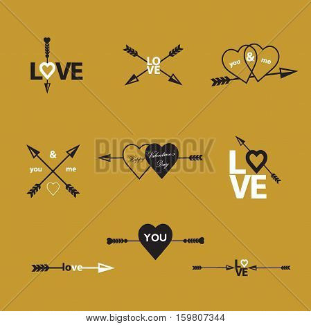 Vectror eps10 illustrations and typography elements.  Valentines day set. I love you vector icon. 14 february.