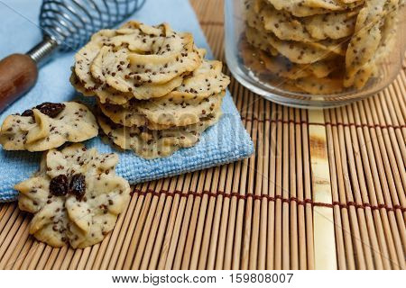 Homemade butter cookie mixed with perilla seed