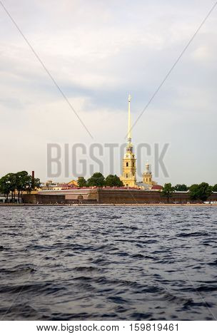 Peter and Paul Fortress across the Neva. Saint-Petersburg Russia
