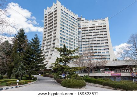 Albena Bulgaria - APRIL 23: Dobrudja hotel on April 23 2013 in Albena Bulgaria. Dobrudja is a 4 star hotel situated on the seashore close to the natural preserve 