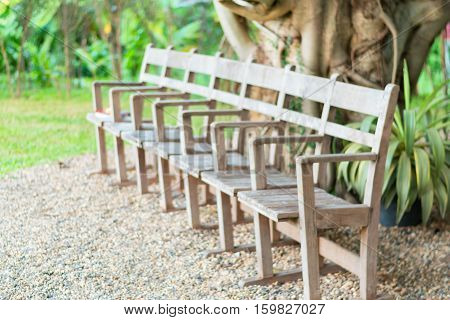 beautiful modern chair in garden selective focus.
