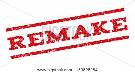 Remake watermark stamp. Text caption between parallel lines with grunge design style. Rubber seal stamp with unclean texture. Vector red color ink imprint on a white background.