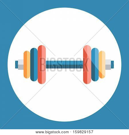 Dumbell icon. Color dumbell on a blue background. Sports Equipment. Vector Illustration