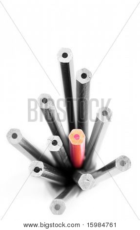 concetto di leadership con matite colorate