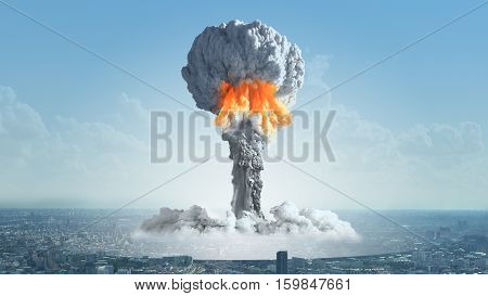 The explosion of a nuclear bomb in the city.