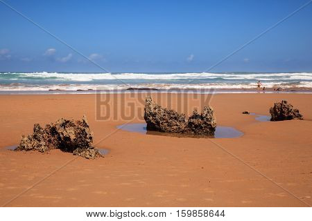 LIENCRES DUNES SPAIN - AUGUST 21: View of the Liencres dunes nature reserve in the Cantabrian sea on August 21 2016