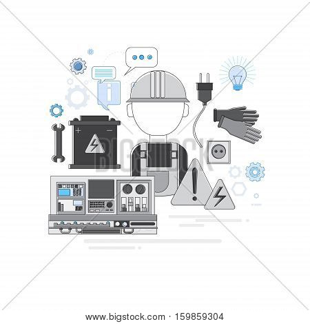 Professional Electrican Electricity Technology Web Banner Vector illustration