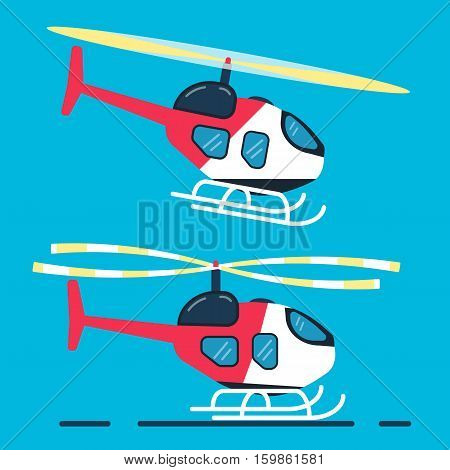 Helitack. Side view on helicopter. Vector flat design. Copter icon copter illustration. Flat design