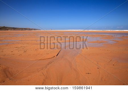 LIENCRES DUNES SPAIN - AUGUST 21: View of the Liencres dunes nature reserve in the Cantabrian sea on August 21 2016