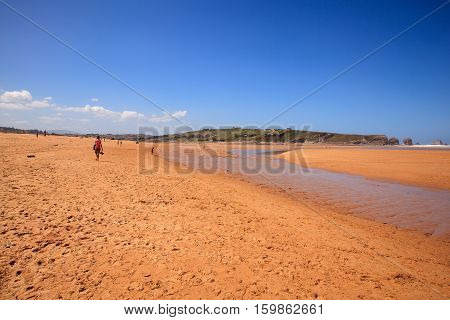 LIENCRES DUNES SPAIN - AUGUST 21: View of the Liencres dunes nature reserve in the Cantabrian sea on August 21 2016