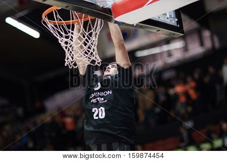 VALENCIA, SPAIN - DECEMBER 3: Dejan Todorovic during spanish league match between Valencia Basket and Bilbao Basket at Fonteta Stadium on December 3, 2016 in Valencia, Spain