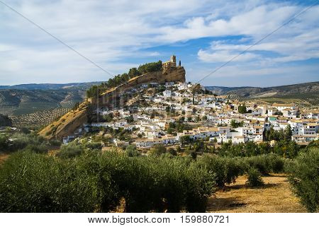 Beautiful Cityscape With Castle On  Hill In Montefrio, Spain