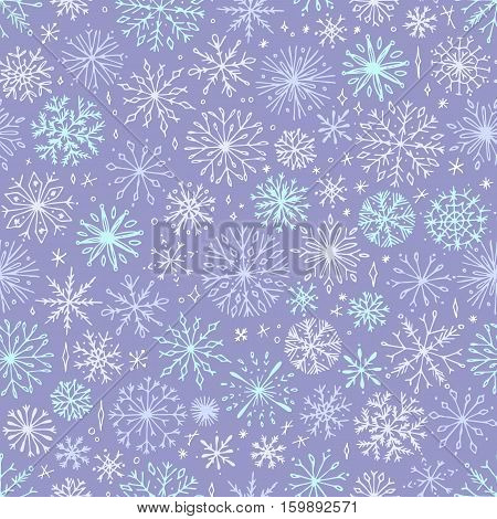 Vector seamless snowflake pattern. Elegant christmas background. Hipster minimalist seamless pattern design. Winter intricate pattern.