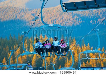 Family Friends At Ski Resort