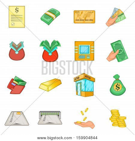 Bank loan credit icons set. Cartoon illustration of 16 bank loan credit vector icons for web