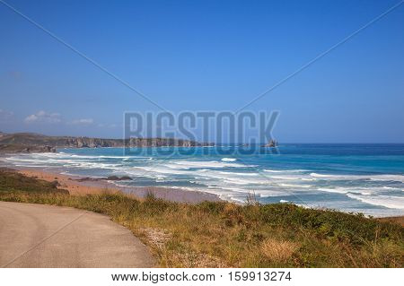 Liencres dunes nature reserve in the Cantabrian sea