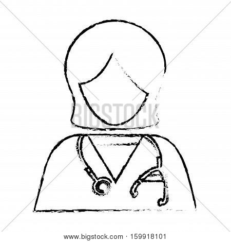 medical woman doctor with sthetoscope icon over white background. vector illustration