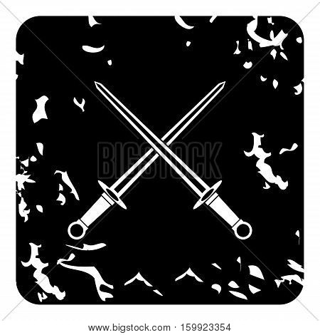 Two combat sword icon. Grunge illustration of two combat sword vector icon for web