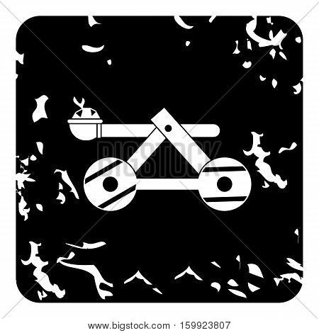 Medieval catapult icon. Grunge illustration of medieval catapult vector icon for web