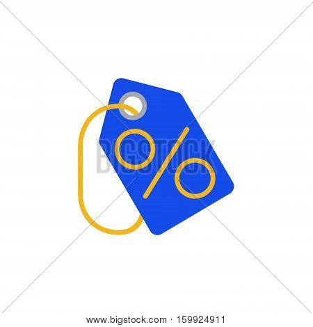 Vector icon or illustration showing discount with procent sign on label in material design style
