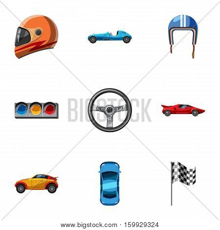 Association of racers icons set. Cartoon illustration of 9 association of racers vector icons for web